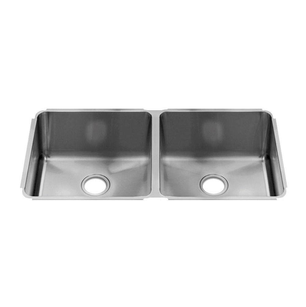 Home Refinements by Julien 003238 Classic Sink Undermount, Double L18X18X10 R18X18X10 - Brushed Stainless Steel