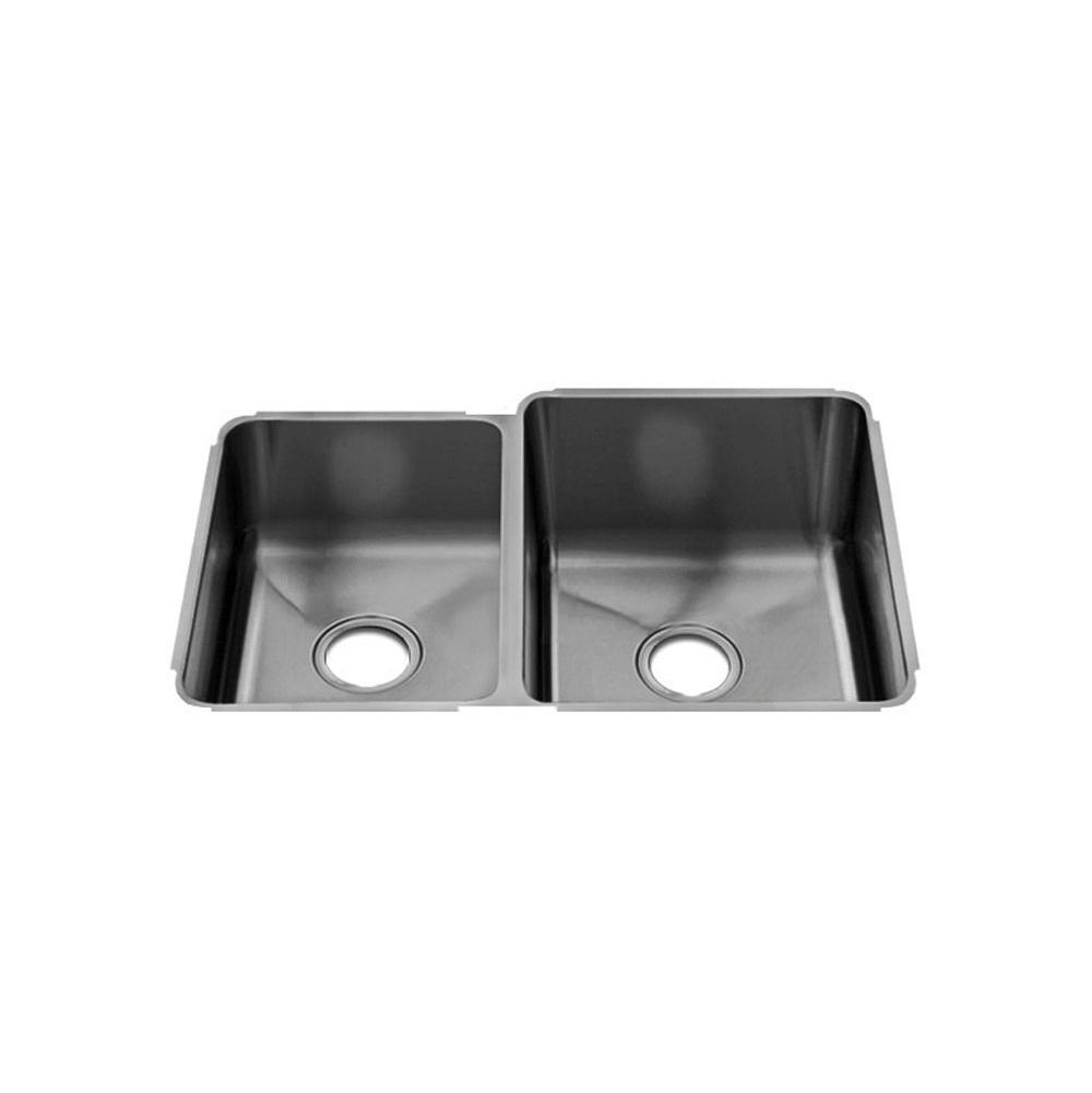Home Refinements by Julien 003247 Classic Sink Undermount, Double L12X16X8 R15X18X10 - Brushed Stainless Steel