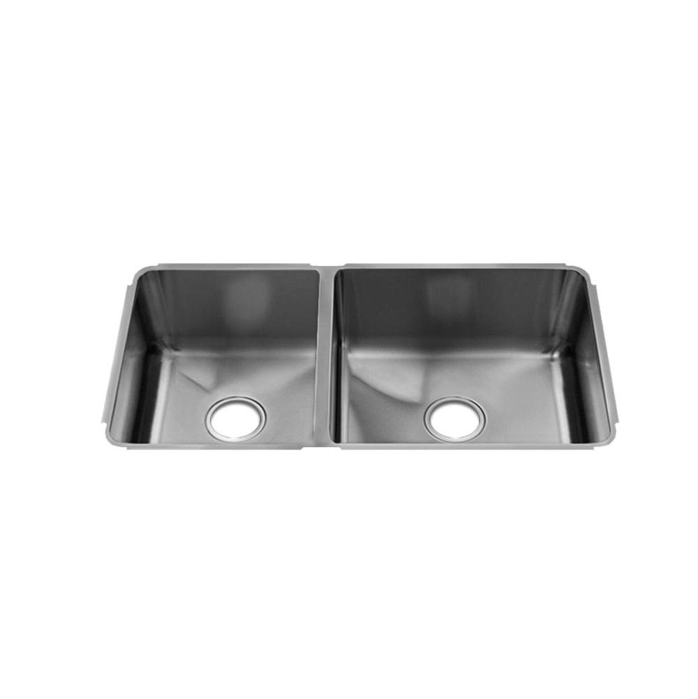 Home Refinements by Julien 003278 Classic Sink Undermount, Double L12X16X8 R18X16X8 - Brushed Stainless Steel