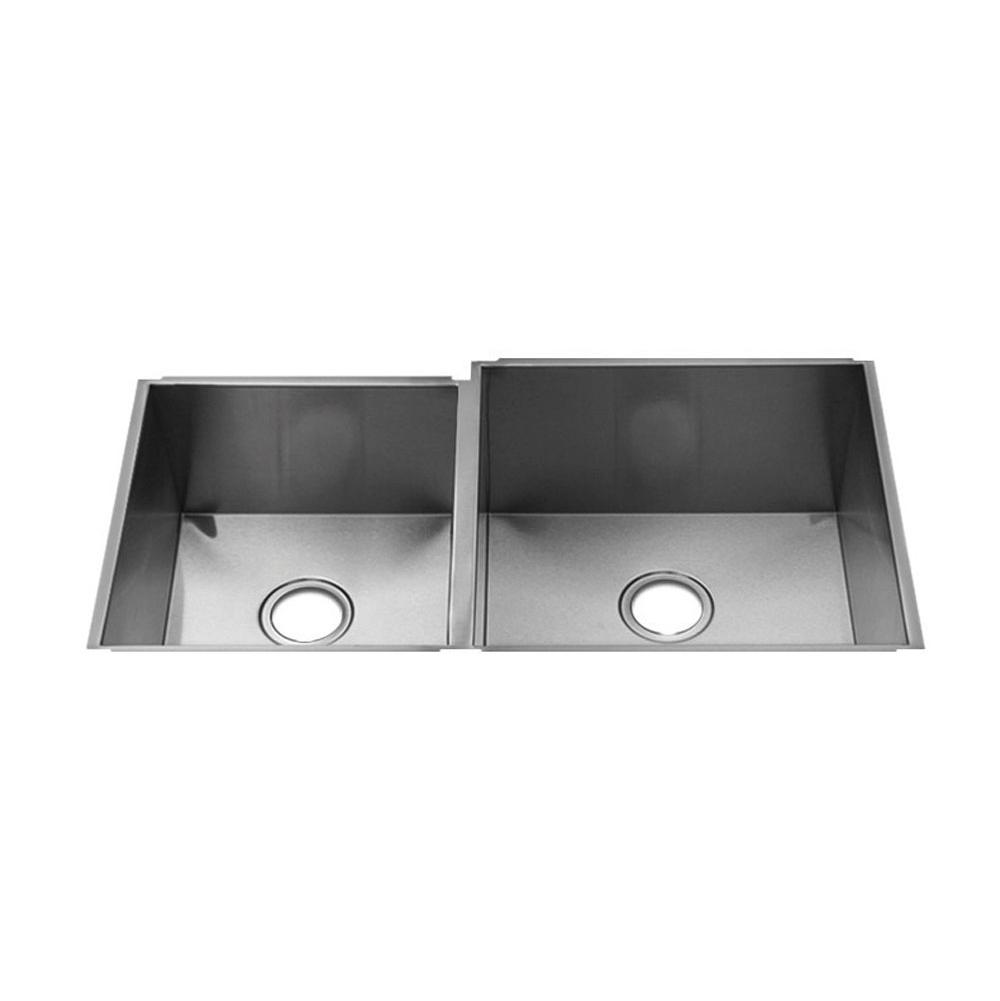 Home Refinements by Julien 003641 Urbanedge Sink Undermount, Double L15X16X8 R18X18X10 - Brushed Stainless Steel