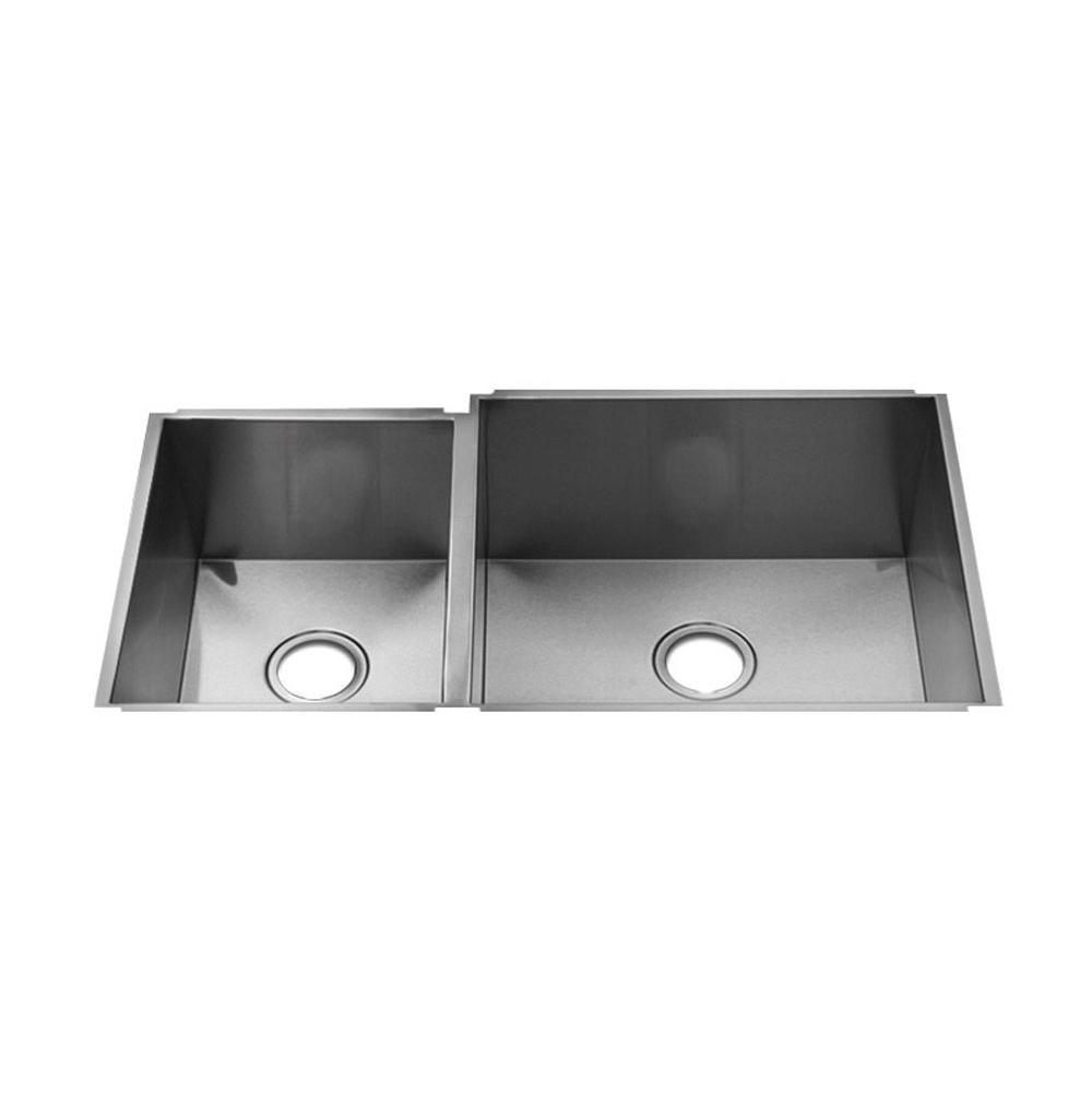 Home Refinements by Julien 003644 Urbanedge Sink Undermount, Double L12X16X8 R21X18X10 - Brushed Stainless Steel