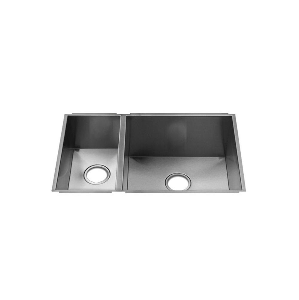 Home Refinements by Julien 003648 Urbanedge Sink Undermount, Double L9X16X8 R18X16X10 - Brushed Stainless Steel