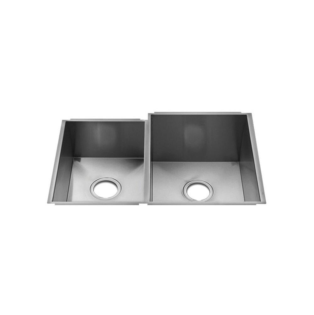 Home Refinements by Julien 003651 Urbanedge Sink Undermount, Double L12X16X8 R15X18X10 - Brushed Stainless Steel