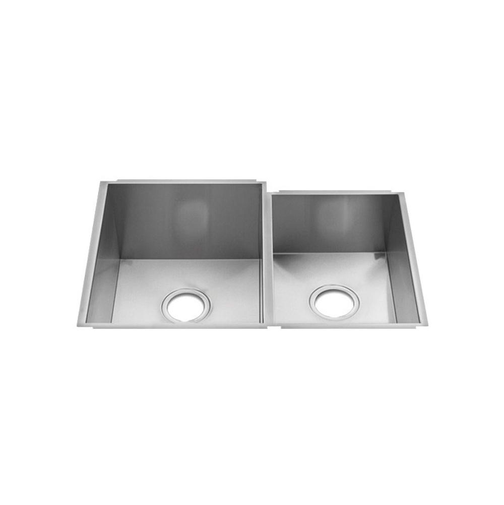 Home Refinements by Julien 003652 Urbanedge Sink Undermount, Double L15X18X10 R12X16X8 - Brushed Stainless Steel