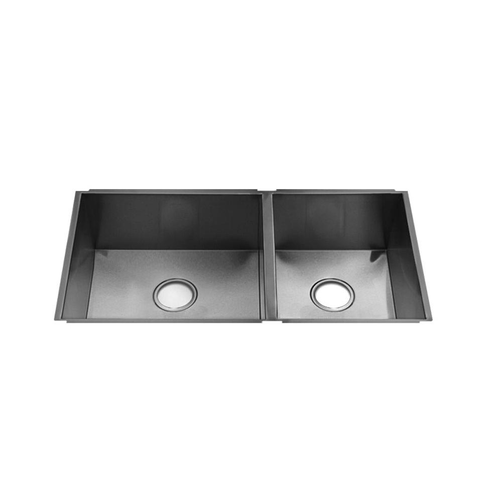 Home Refinements by Julien 003677 Urbanedge Sink Undermount, Double L18X16X8 R12X16X8 - Brushed Stainless Steel