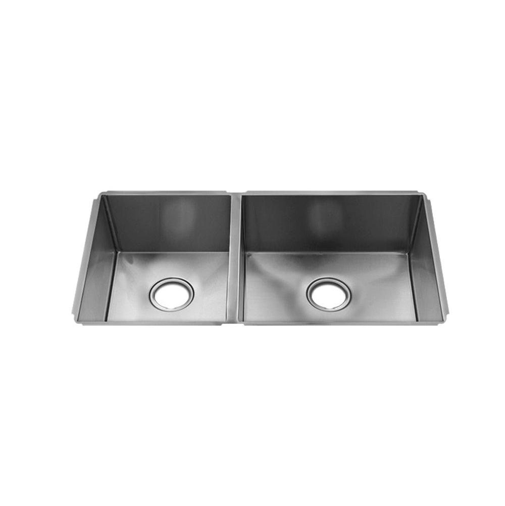 Home Refinements by Julien 003936 J7 Sink Undermount, Double L12X16X8 R18X16X8 - Brushed Stainless Steel