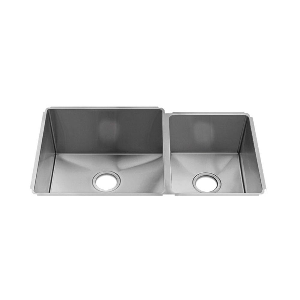 Home Refinements by Julien 003952 J7 Sink Undermount, Double L18X18X10 R12X16X8 - Brushed Stainless Steel