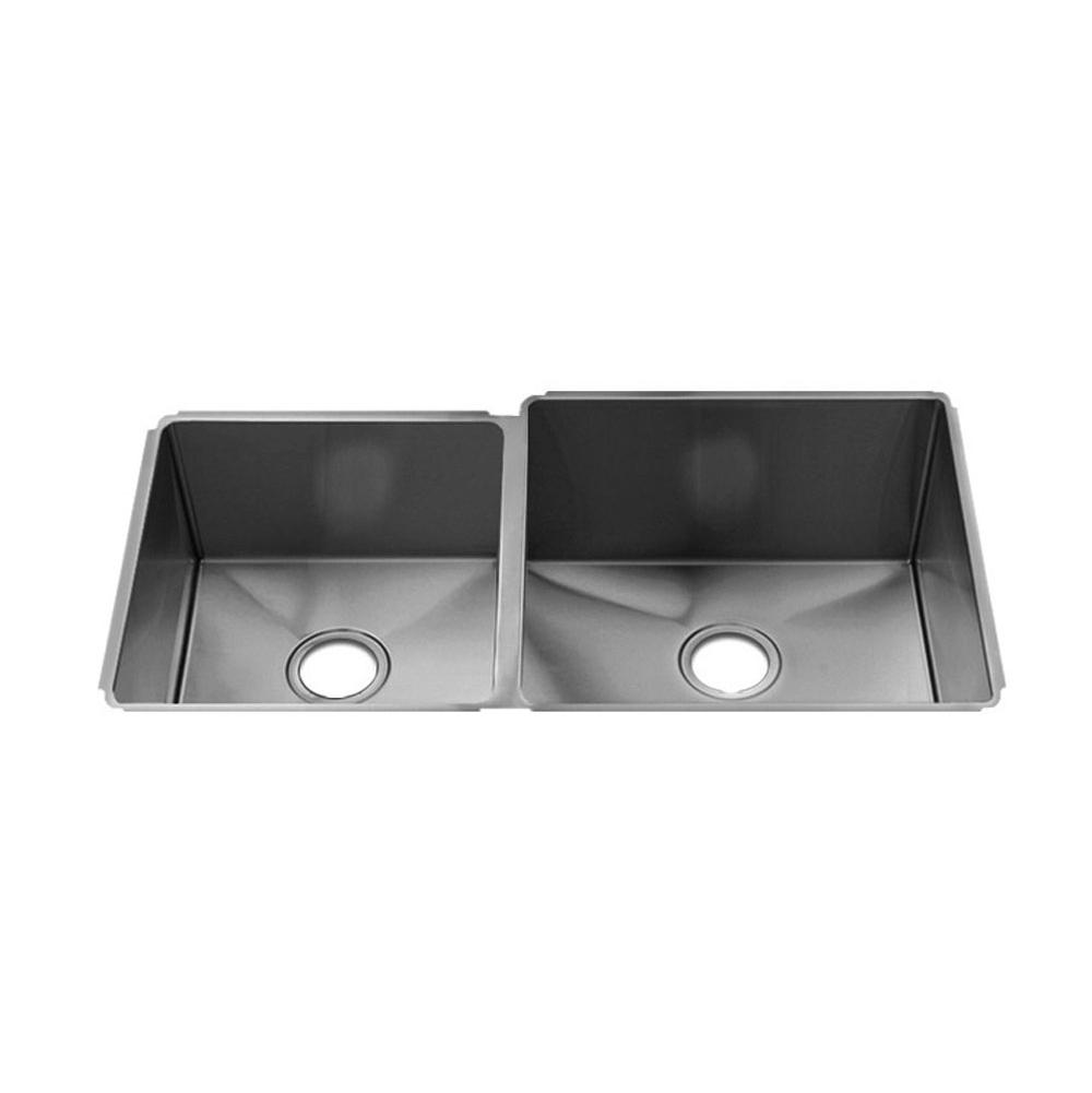 Home Refinements by Julien 003957 J7 Sink Undermount, Double L15X16X8 R18X18X10 - Brushed Stainless Steel