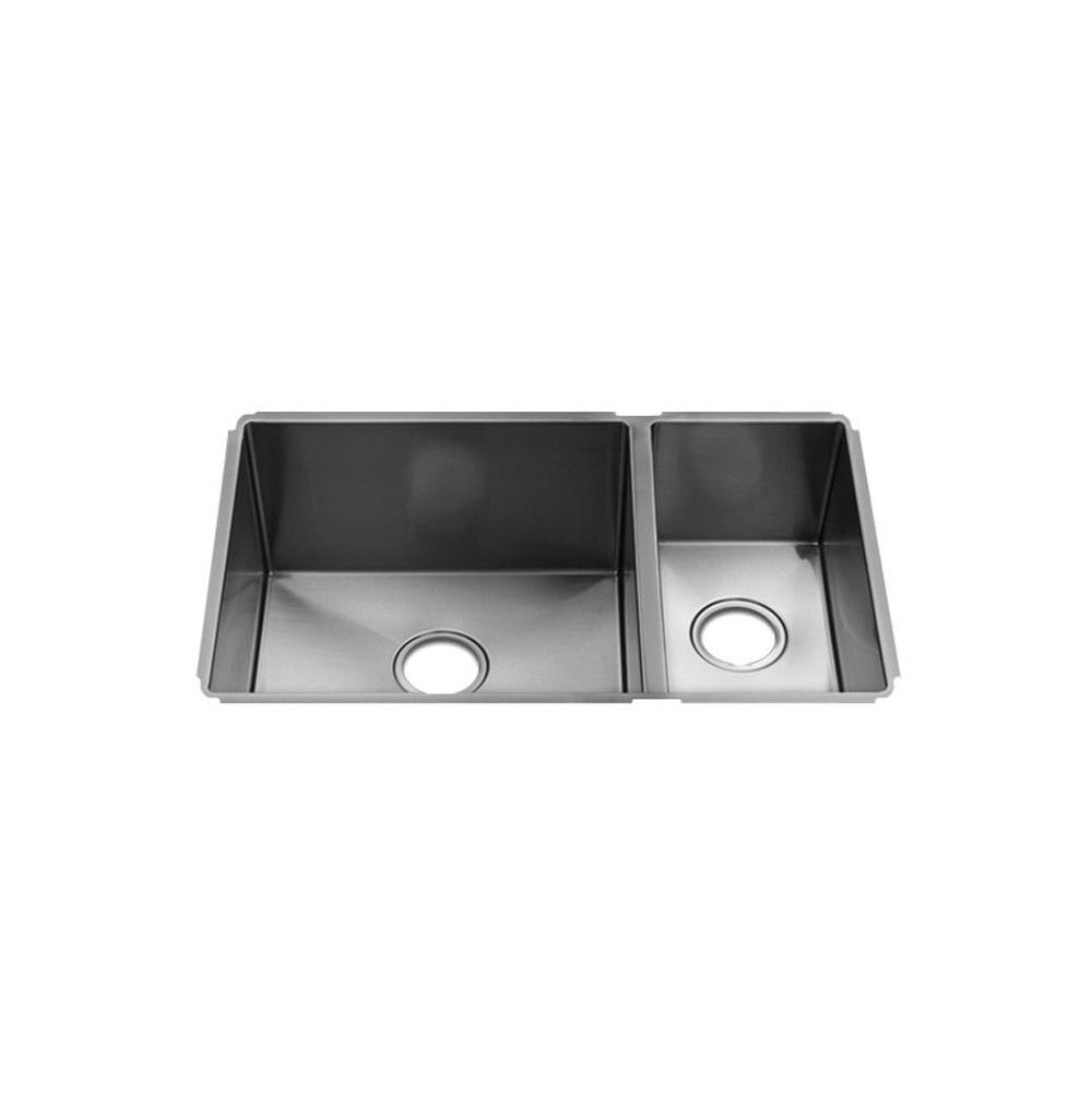 Home Refinements by Julien 003989 J7 Sink Undermount, Double L18X16X10 R9X16X8 - Brushed Stainless Steel