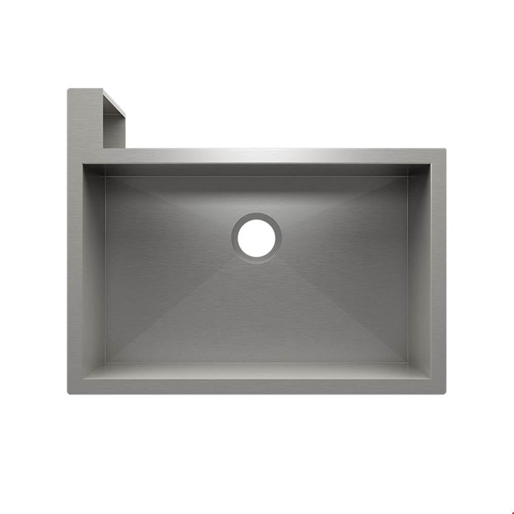 Home Refinements by Julien 005302 Socialcorner Sink Undermount Flat Aprons Left Corner, Single 29X18X10 - Brushed Stainless Steel