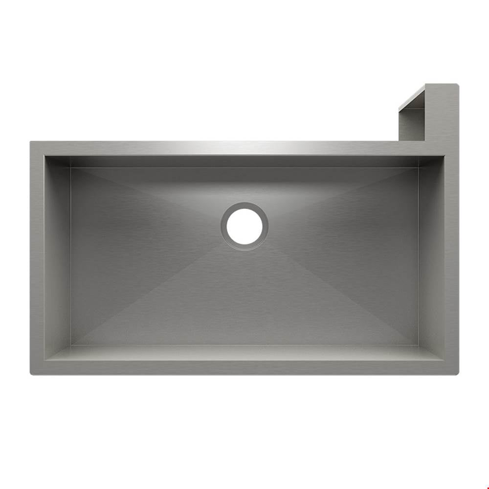 Home Refinements by Julien 005305 Socialcorner Sink Undermount Flat Aprons Right Corner, Single 35X18X10 - Brushed Stainless Steel