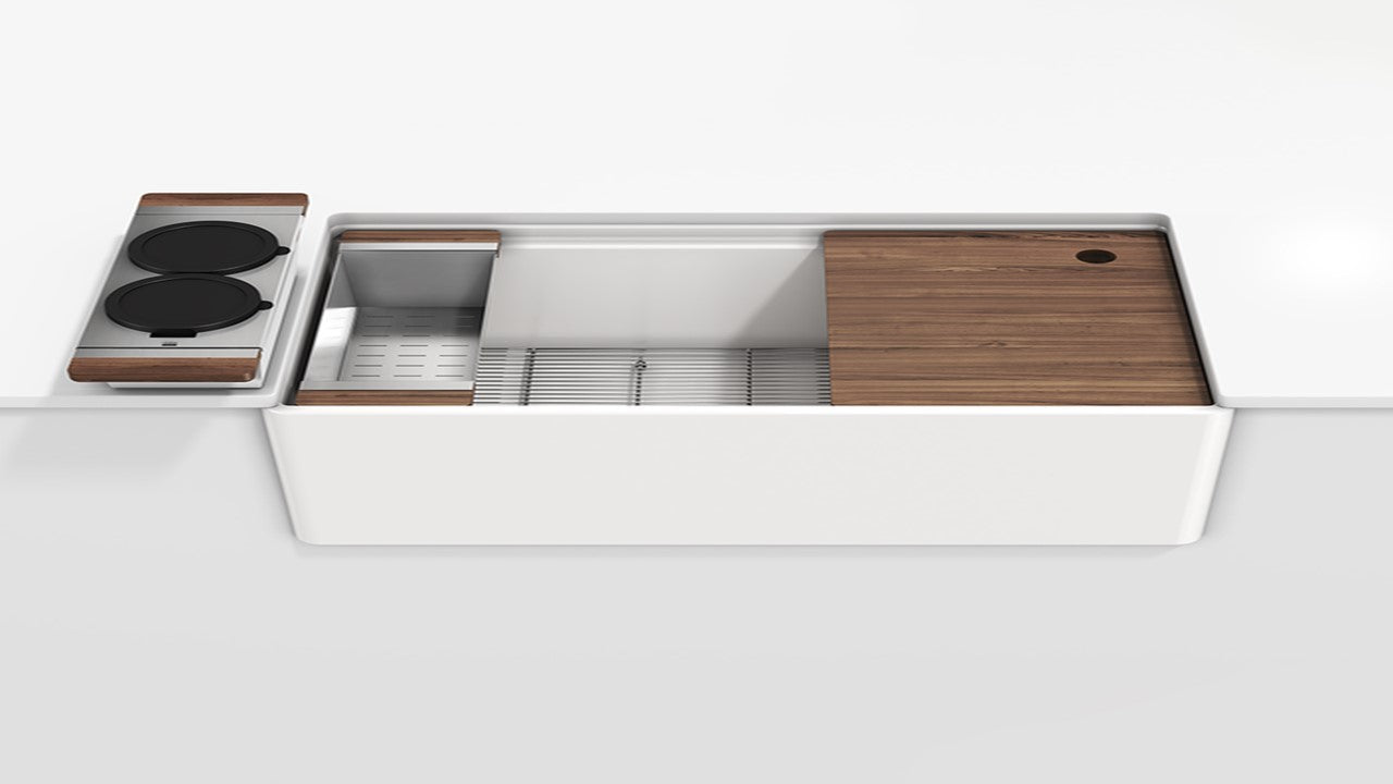 Home Refinements by Julien 005441 Fira UnderMount Apronfront Set, Single Bowl, Ledge, Walnut Accessory . 33X19X11-1/2