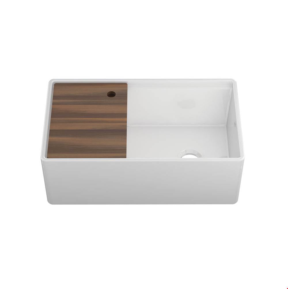 Home Refinements by Julien 093319 Fira Sink With Ledge Under. Reversible Apron Single 33X19X11-1/2 - White