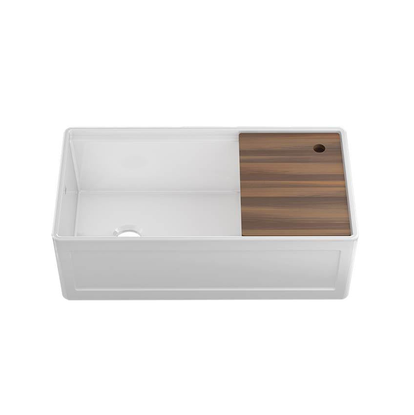Home Refinements by Julien 093619 Fira Sink With Ledge Under. Reversible Apron Single 36X19X11-1/2 - White