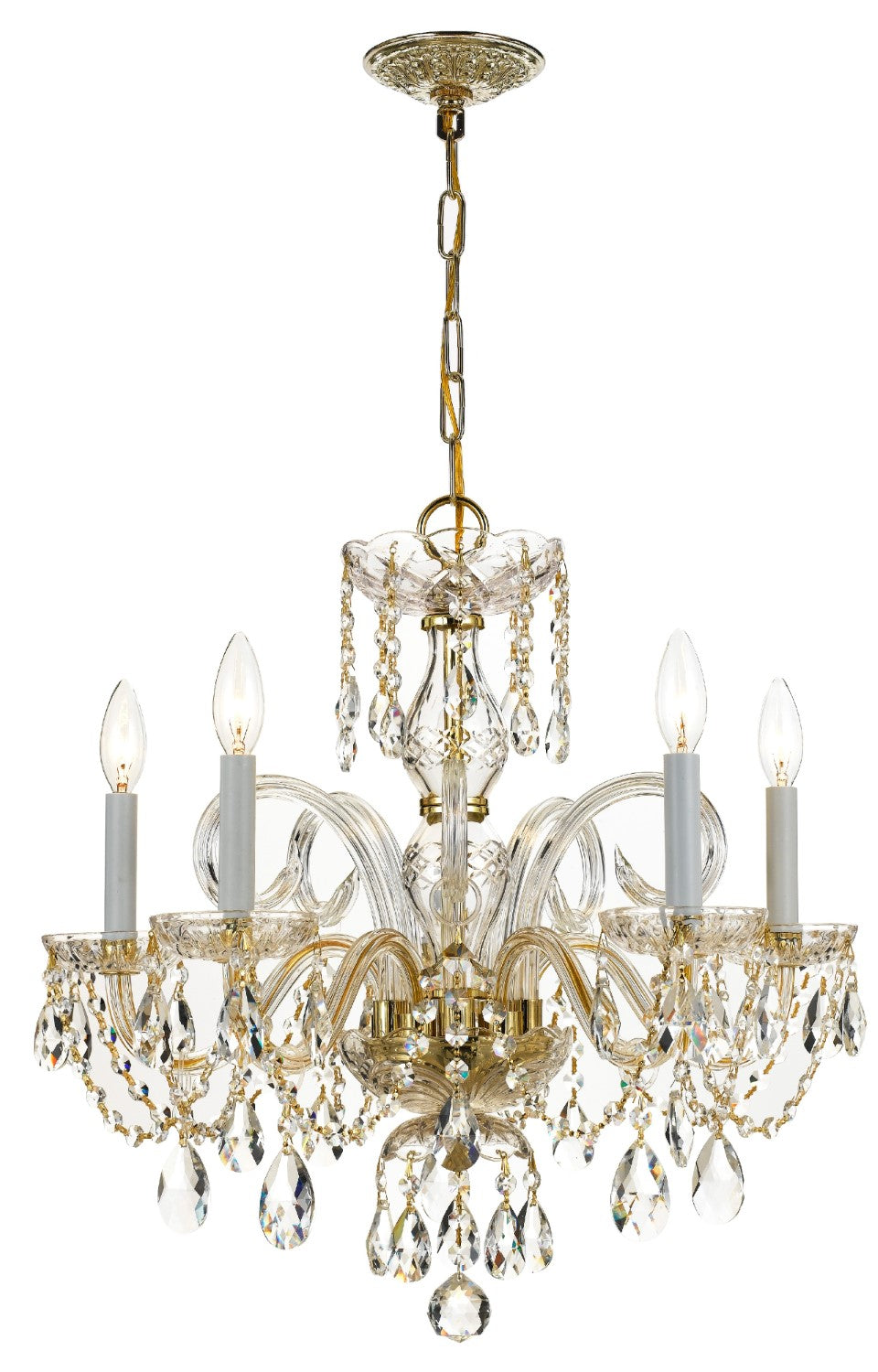 Crystorama 1005-CL-S Traditional Crystal 5 Light Swarovski Strass Crystal Chandelier