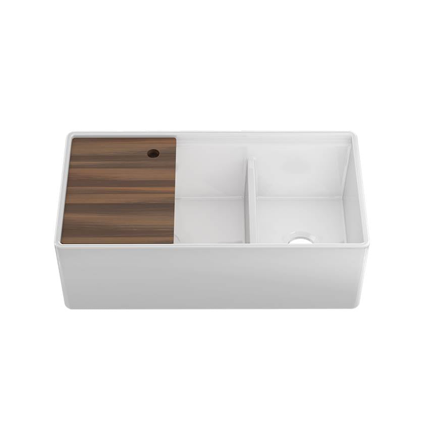 Home Refinements by Julien 103619 Fira Sink With Ledge Under , Double Unequal 36X19X11-1/2