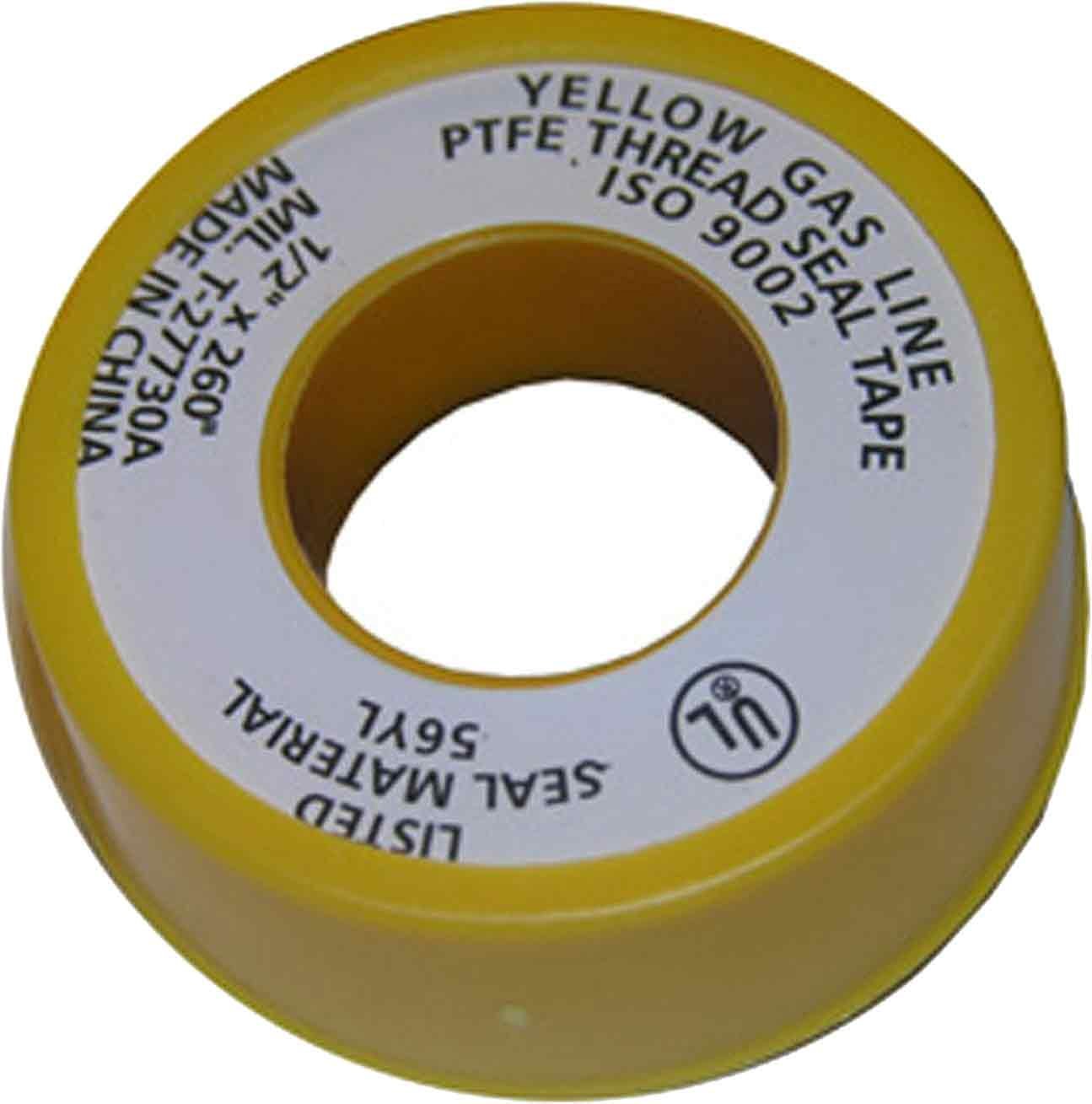 DMH D11-1029 1/2-Inch by 260-Inch Yellow PTFE Tape For Gas Line