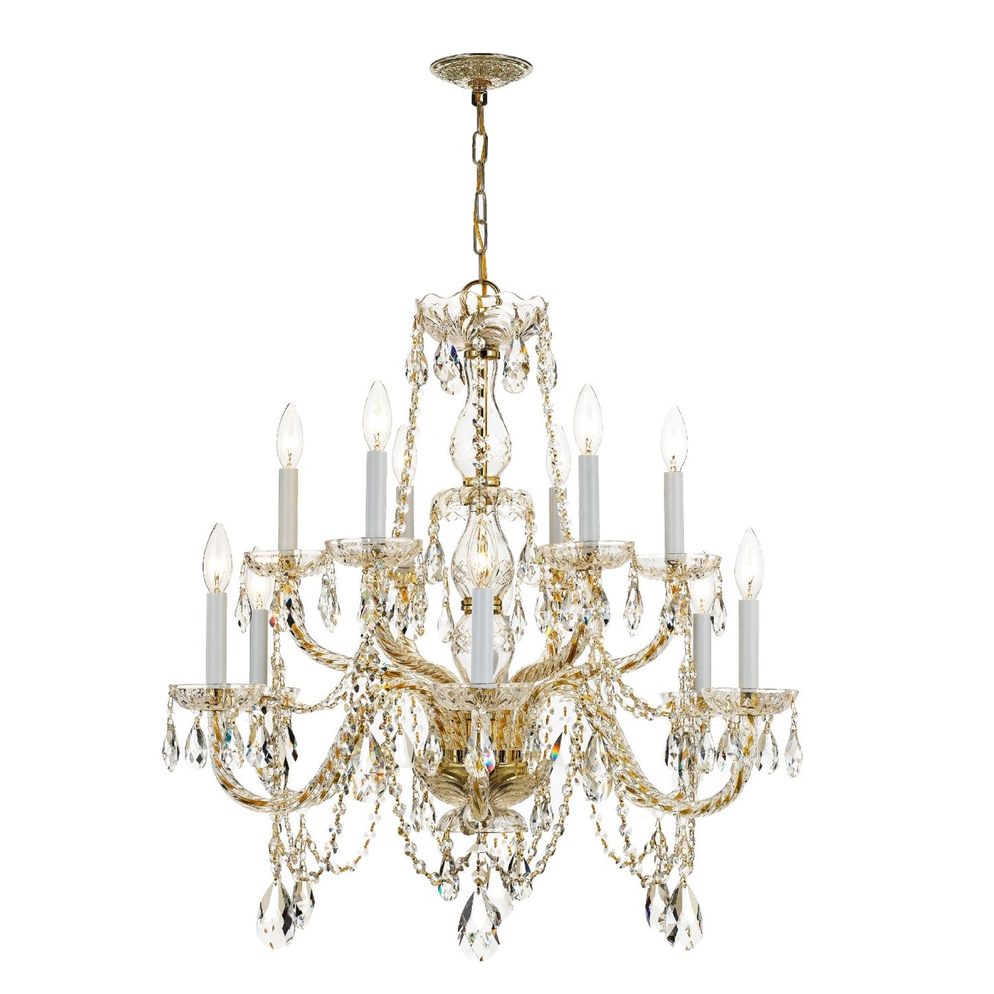 Crystorama 1135-CL-S Traditional Crystal 12 Light Swarovski Strass Crystal Chandelier