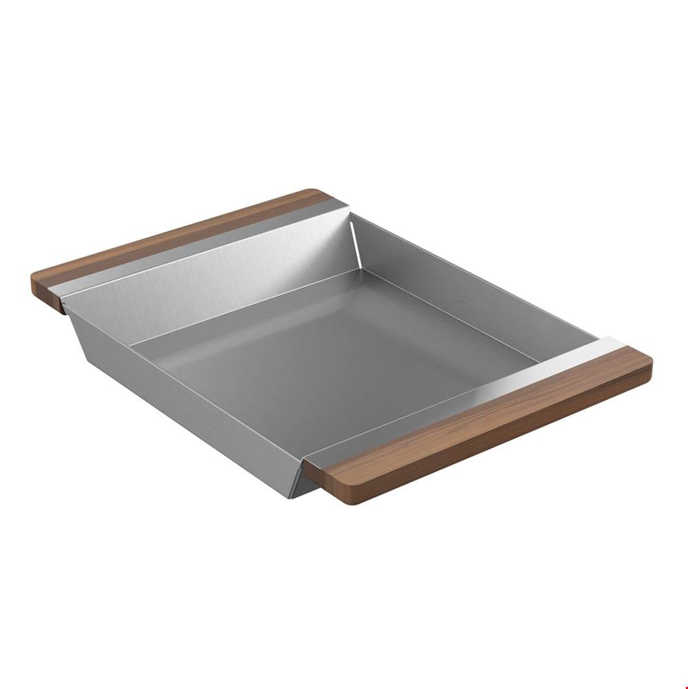 Home Refinements by Julien 205041 Tray For Fira Sink With Ledge 12X17-1/4X2-1/4 - Walnut Handle