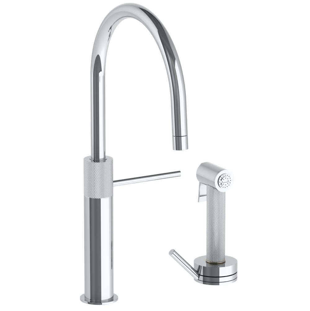 Watermark 22-7.4-TIC Titanium Deck Mounted 2 Hole Gooseneck Kitchen Set - Includes Side Spray With Integrated Mixer