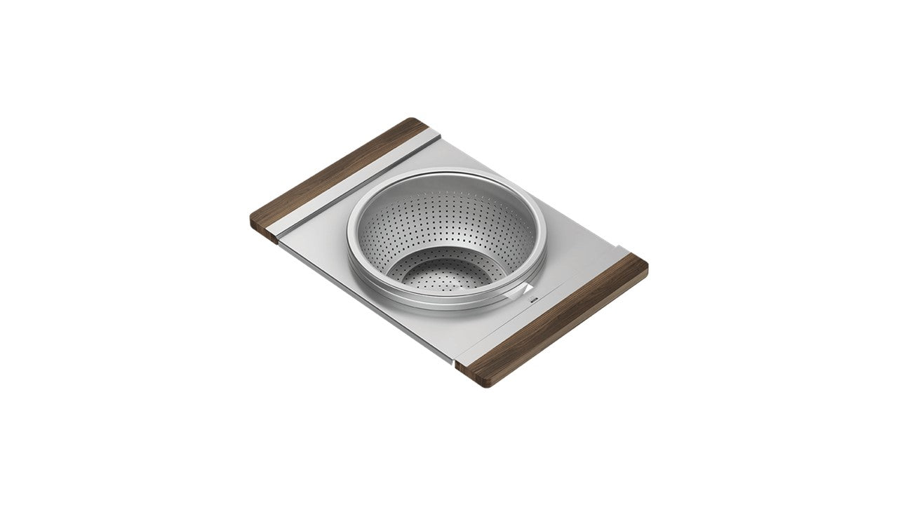 Home Refinements by Julien 225218 Serving Board With Bowl And Colander For Fira Sink 12X17-1/4X4 - Walnut Handle