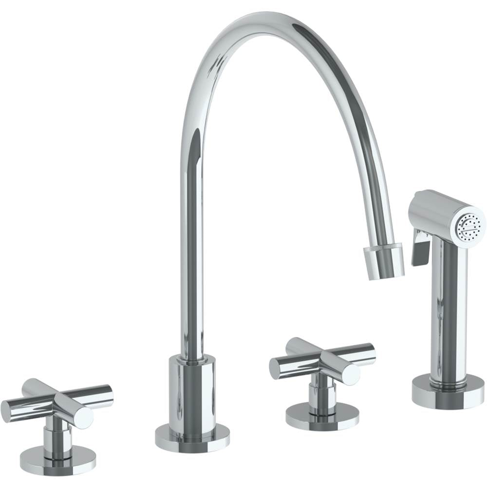 Watermark 23-7.1EG-L9 Loft 2.0 Deck Mounted 4 Hole Extended Gooseneck Kitchen Set - Includes Side Spray