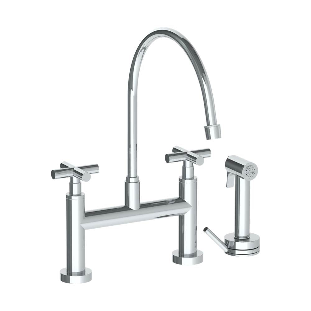 Watermark 23-7.65EG-L9 Deck Mounted Bridge Extended Gooseneck Kitchen Faucet With Independent Side Spray - Parent