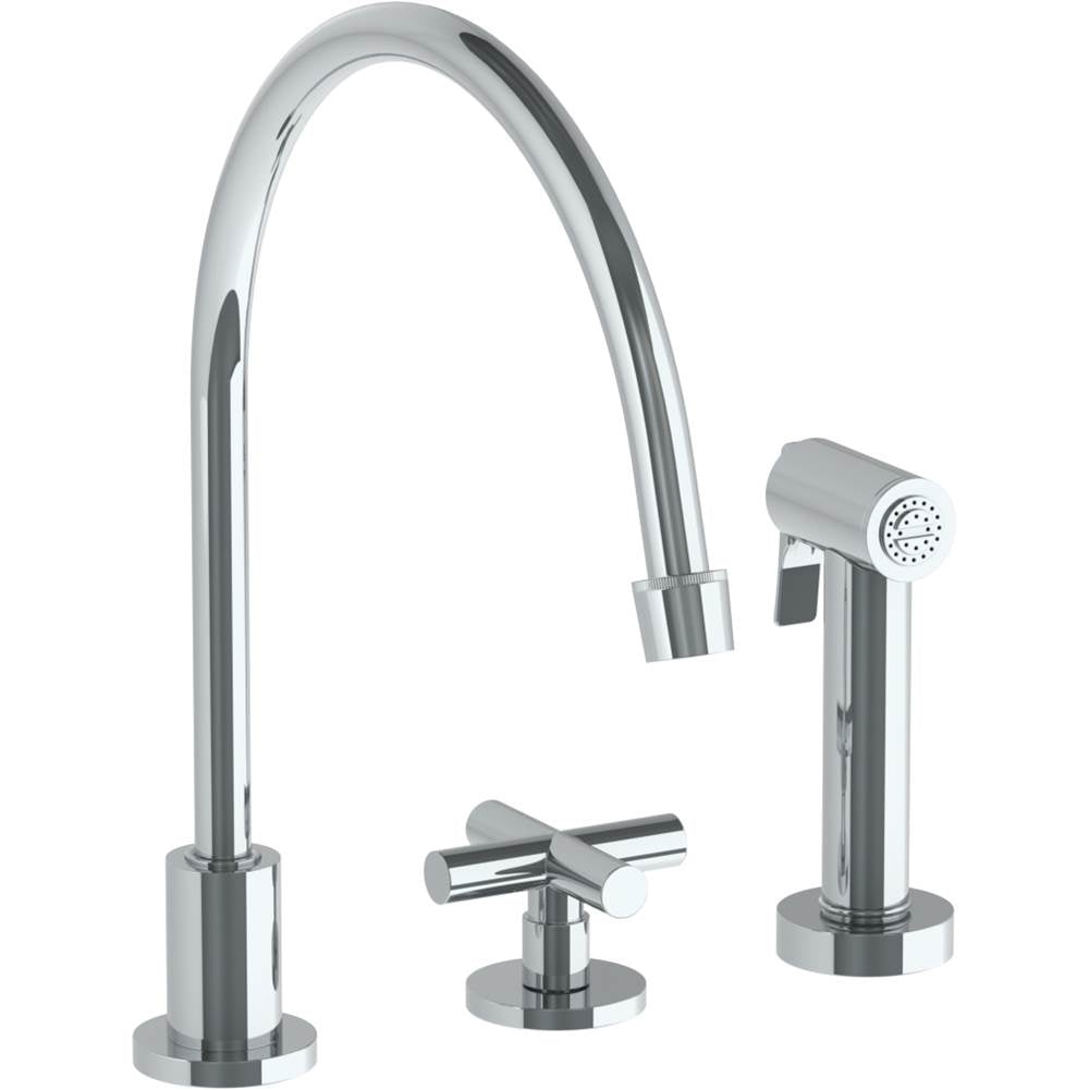 Watermark 23-7.1.3EGA-L9 Loft 2.0 Deck Mounted 3 Hole Extended Gooseneck Kitchen Set - Includes Side Spray - Parent
