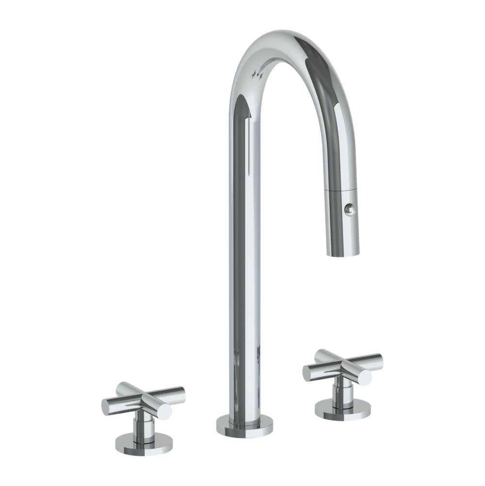 Watermark 23-9PG4-L9 Deck Mounted 3 Hole Gooseneck Prep Faucet With Pull Down Spray - Parent