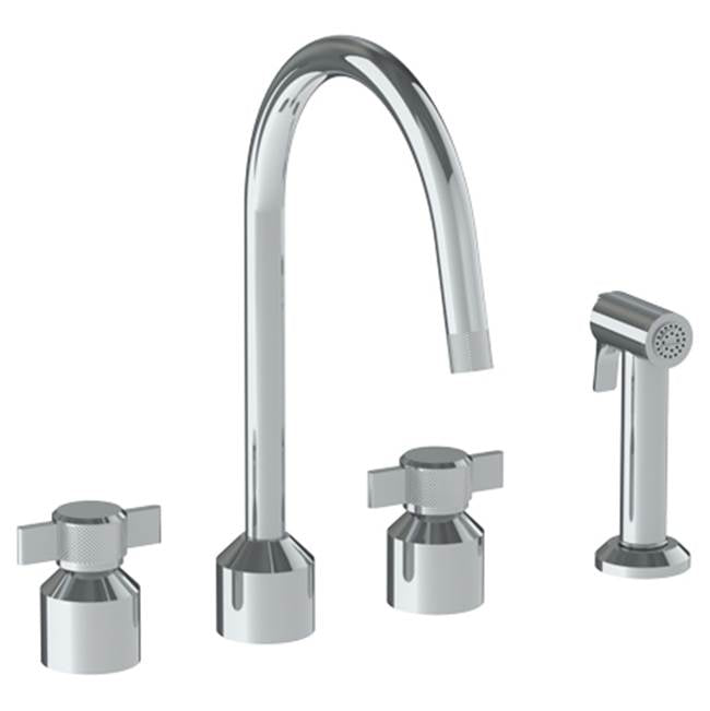 Watermark 25-7.1G-IN16 Urbane Deck Mounted 4 Hole Kitchen Set With Gooseneck Spout - Includes Side Spray