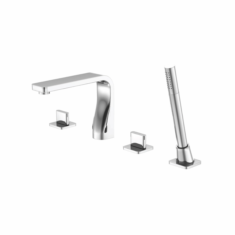 Flusso Serie 260 260.2400 4 Hole Deck Mounted Roman Tub Faucet With Hand Shower