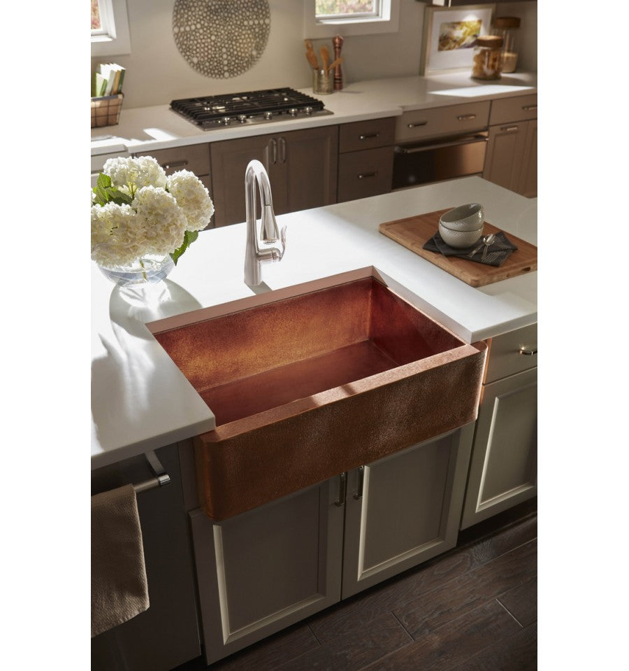 Thompson Traders 2KS-RG Gari Legacy Kitchen Rectangular Handcrafted Single bowl farmhouse style kitchen sink Rose Gold