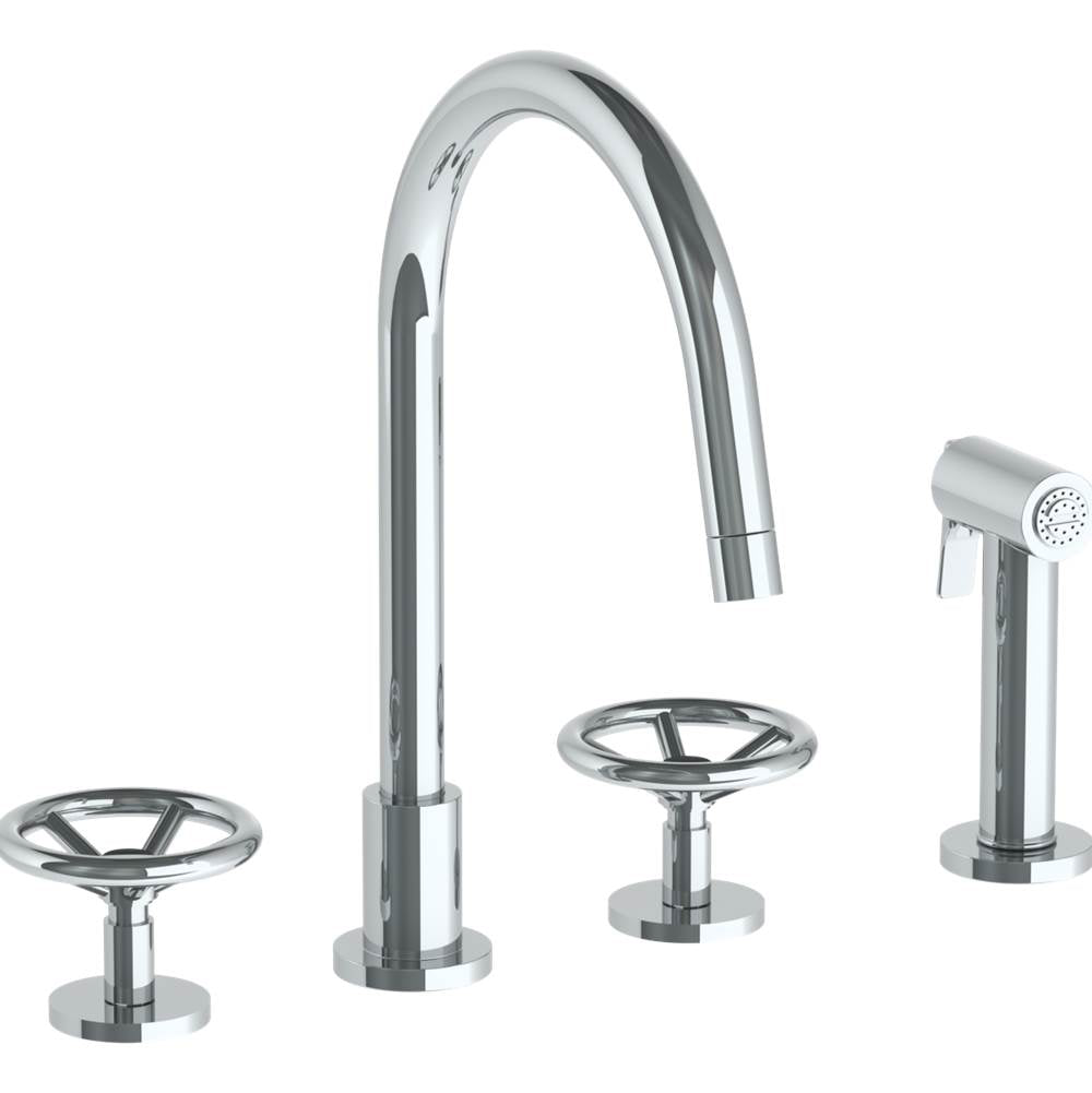 Watermark 31-7.1G-BK Deck Mounted 4 Hole Gooseneck Kitchen Set - Includes Side Spray - Parent