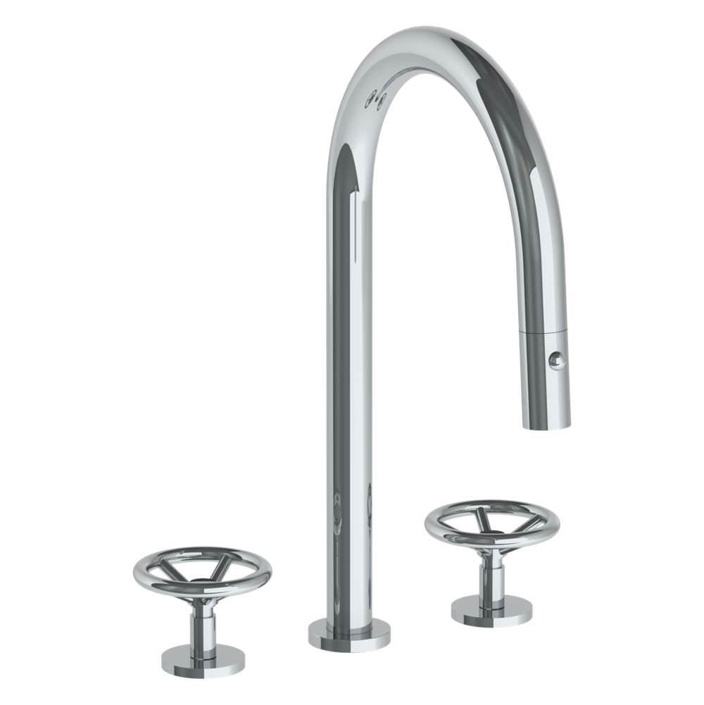 Watermark 31-7PG2-BK Deck Mounted 3 Hole Gooseneck Kitchen Faucet With Pull Down Spray - Parent