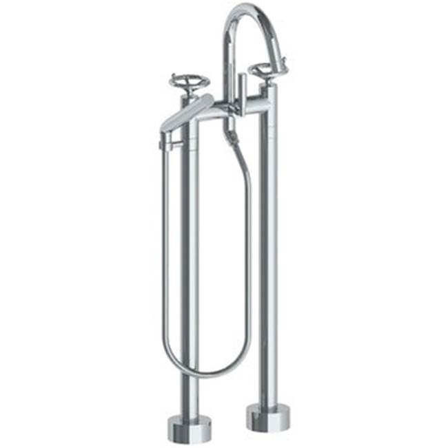 Watermark 31-8.3-BKA1 Brooklyn Floor Standing Gooseneck Bath Set With Slim Hand Shower