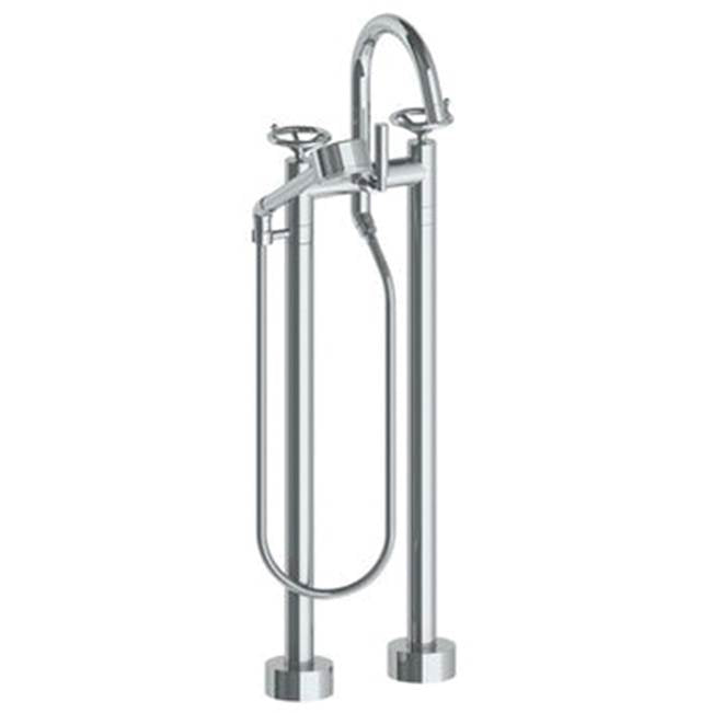 Watermark 31-8.3V-BKA1 Brooklyn Floor Standing Gooseneck Bath Set With Volume Hand Shower