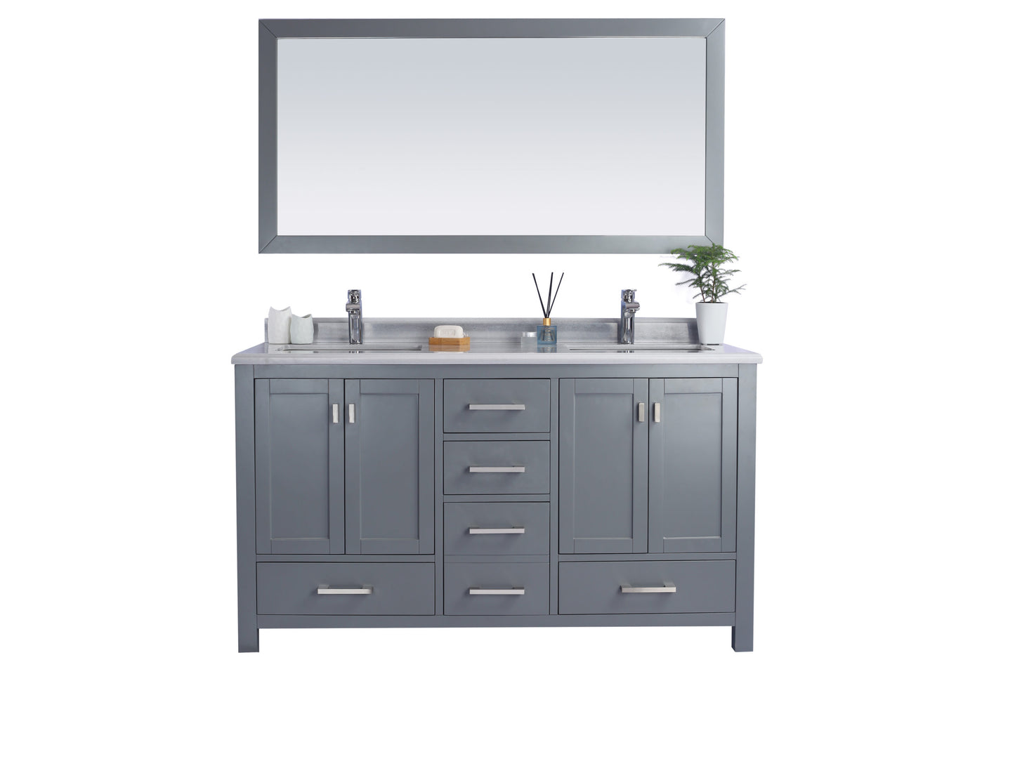 Laviva 313ANG-60G Wilson 60" Double Sink Bathroom Vanity with Countertop