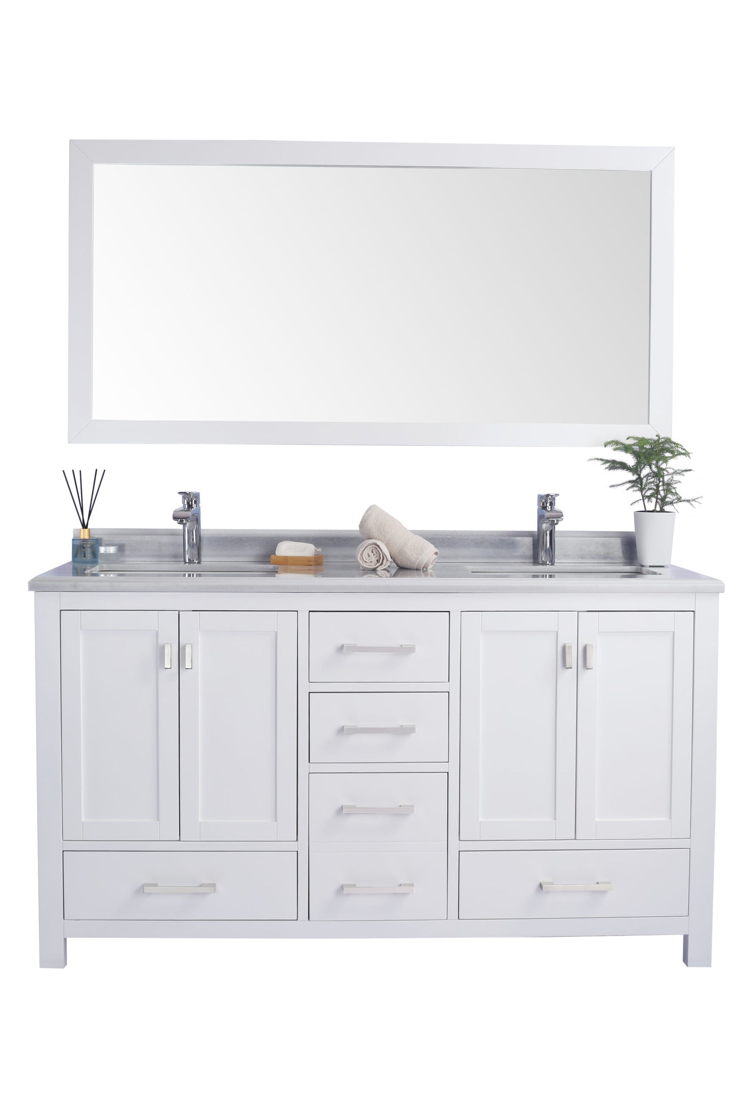 Laviva 313ANG-60W Wilson 60" Double Sink Bathroom Vanity with Countertop