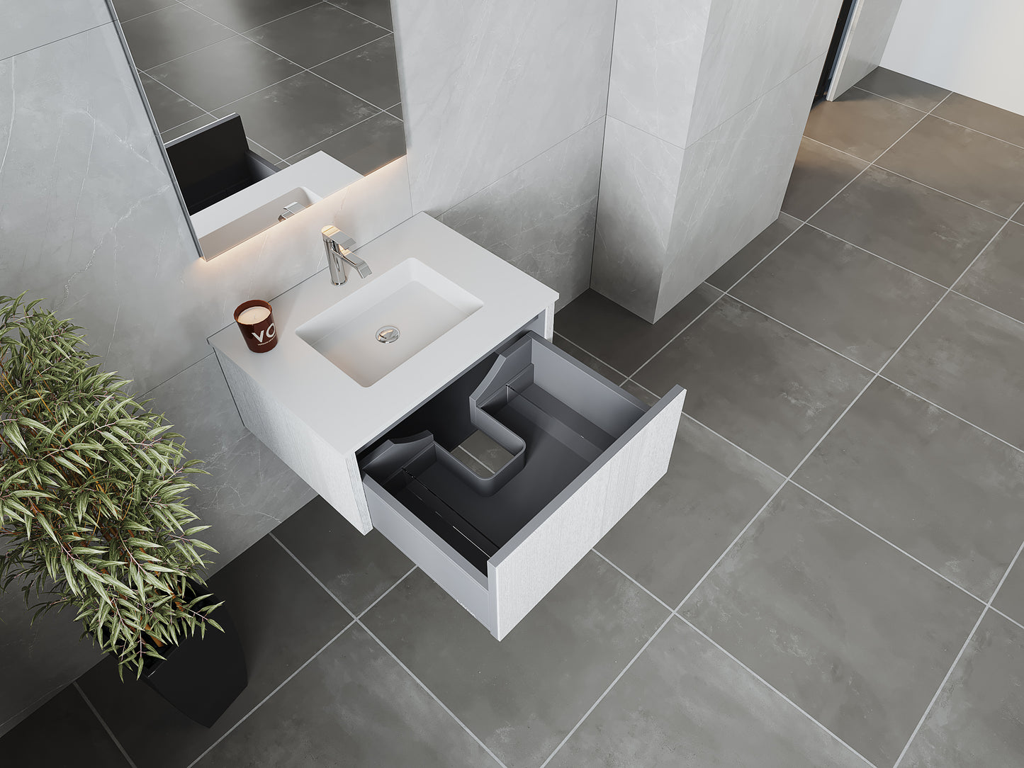 Laviva 313LGN-30AW Legno 30" Bathroom Vanity with VIVA Stone Solid Surface Countertop