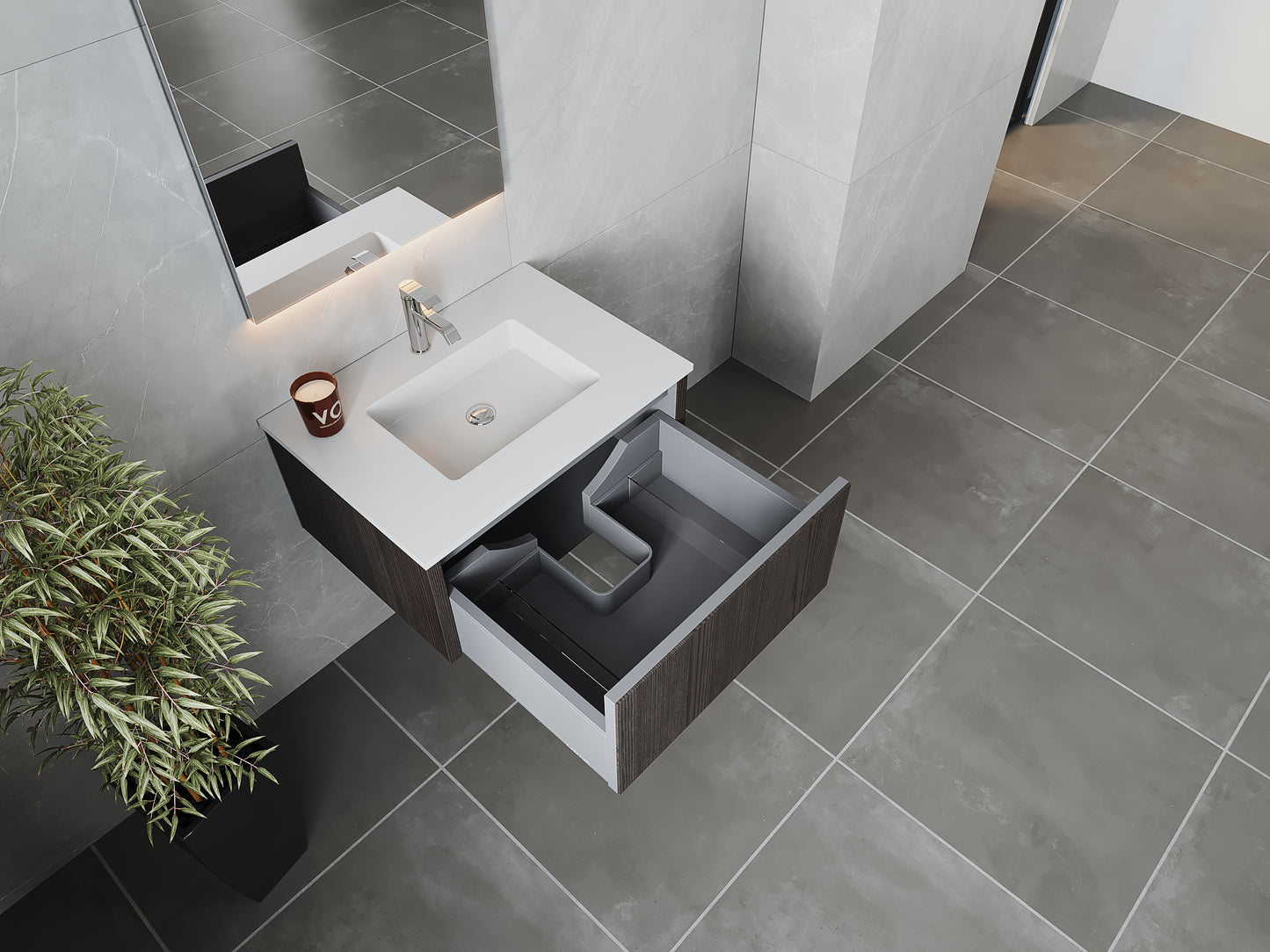 Laviva 313LGN-30CR Legno 30" Bathroom Vanity with VIVA Stone Solid Surface Countertop