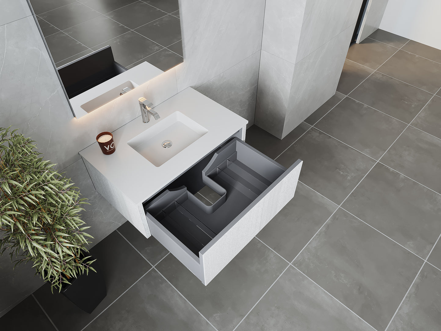 Laviva 313LGN-36AW Legno 36" Bathroom Vanity with VIVA Stone Solid Surface Countertop