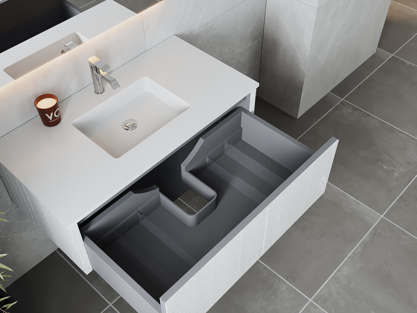 Laviva 313LGN-42AW Legno 42" Bathroom Vanity with VIVA Stone Solid Surface Countertop