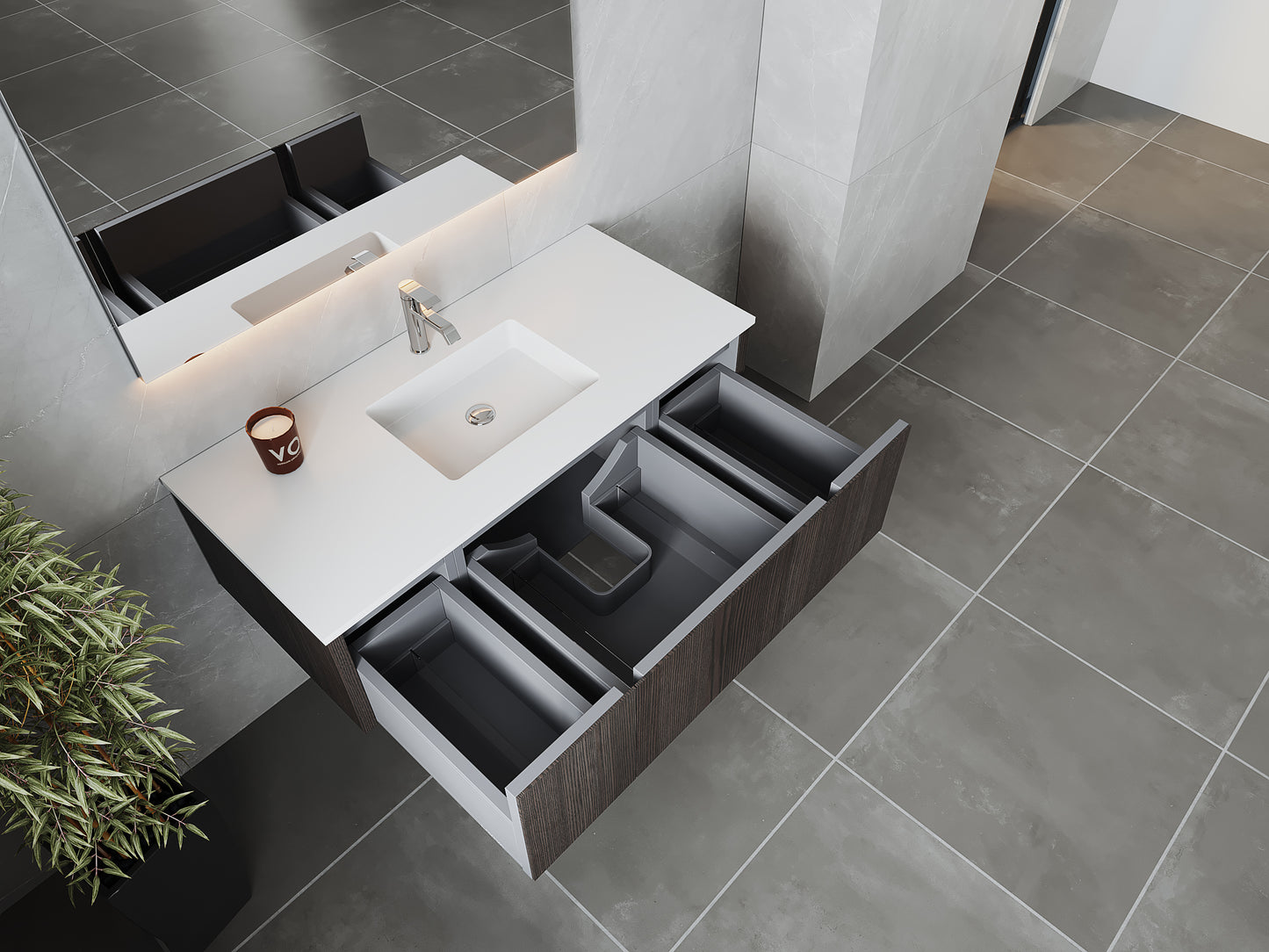 Laviva 313LGN-48CR Legno 48" Bathroom Vanity with VIVA Stone Solid Surface Countertop