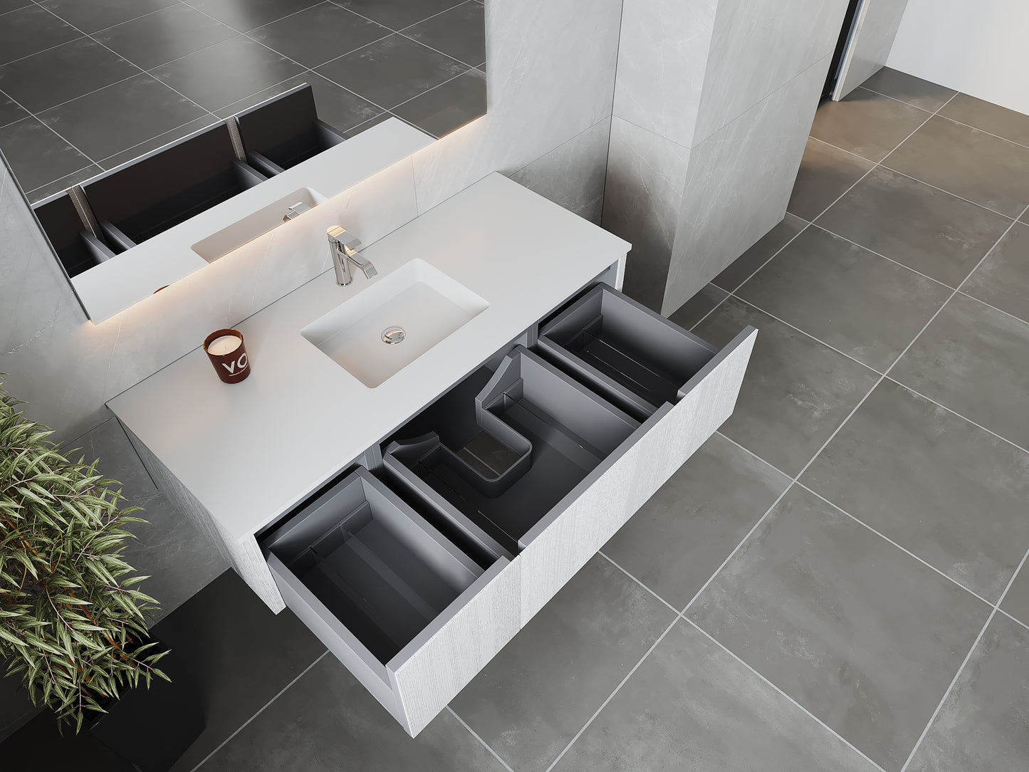 Laviva 313LGN-54AW Legno 54" Bathroom Vanity with VIVA Stone Solid Surface Countertop