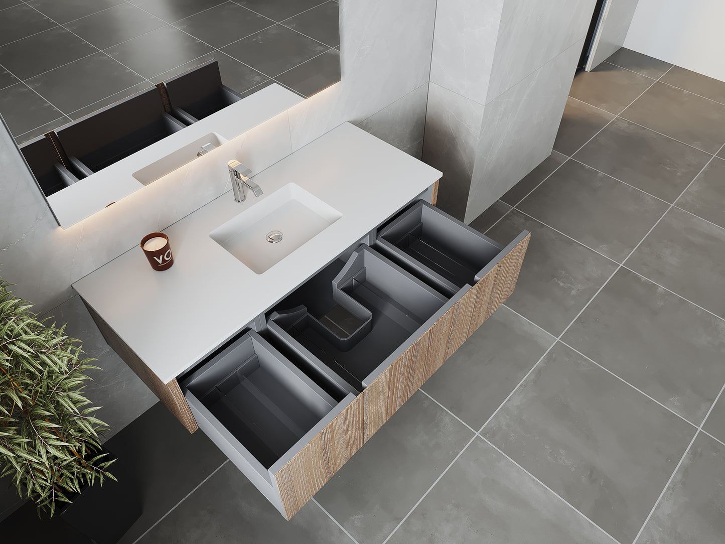 Laviva 313LGN-54WG Legno 54" Bathroom Vanity with VIVA Stone Solid Surface Countertop