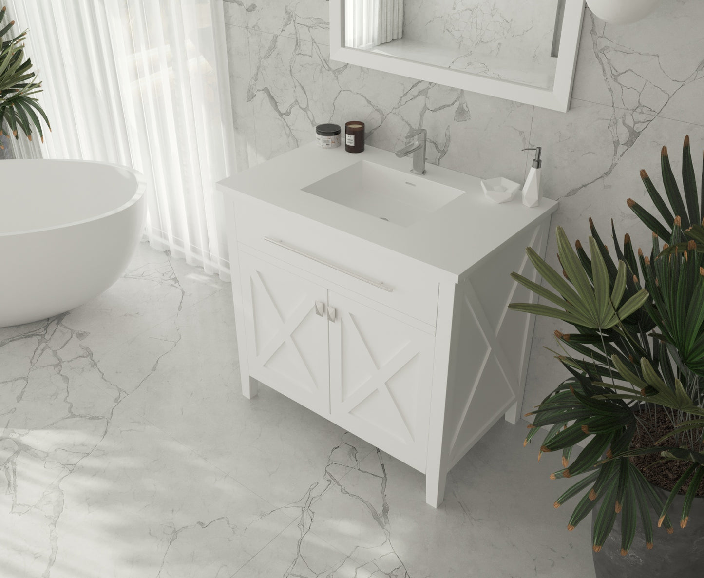 Laviva 313SQ1HSS-36 Forever VIVA Stone 36" Solid Surface Countertop with Integrated Sink