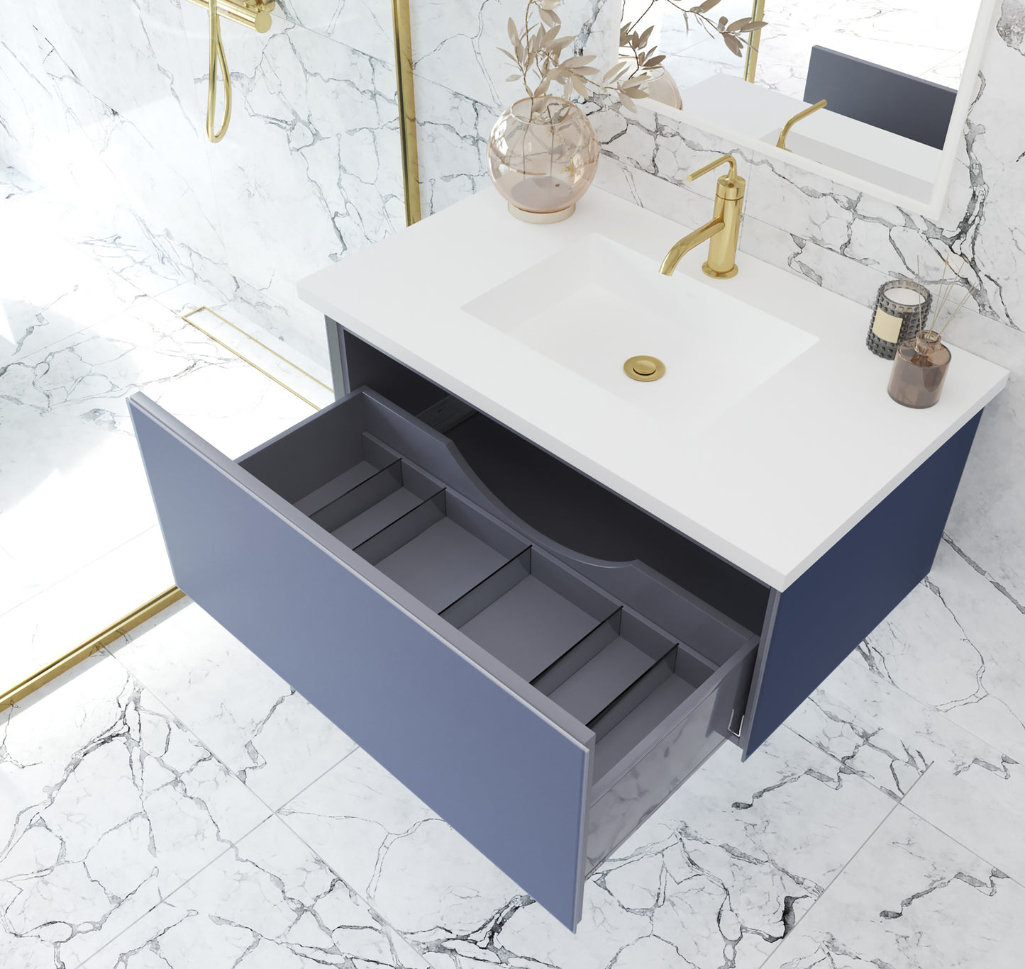 Laviva 313VTR-36NB Vitri 36" Bathroom Vanity with VIVA Stone Solid Surface Countertop