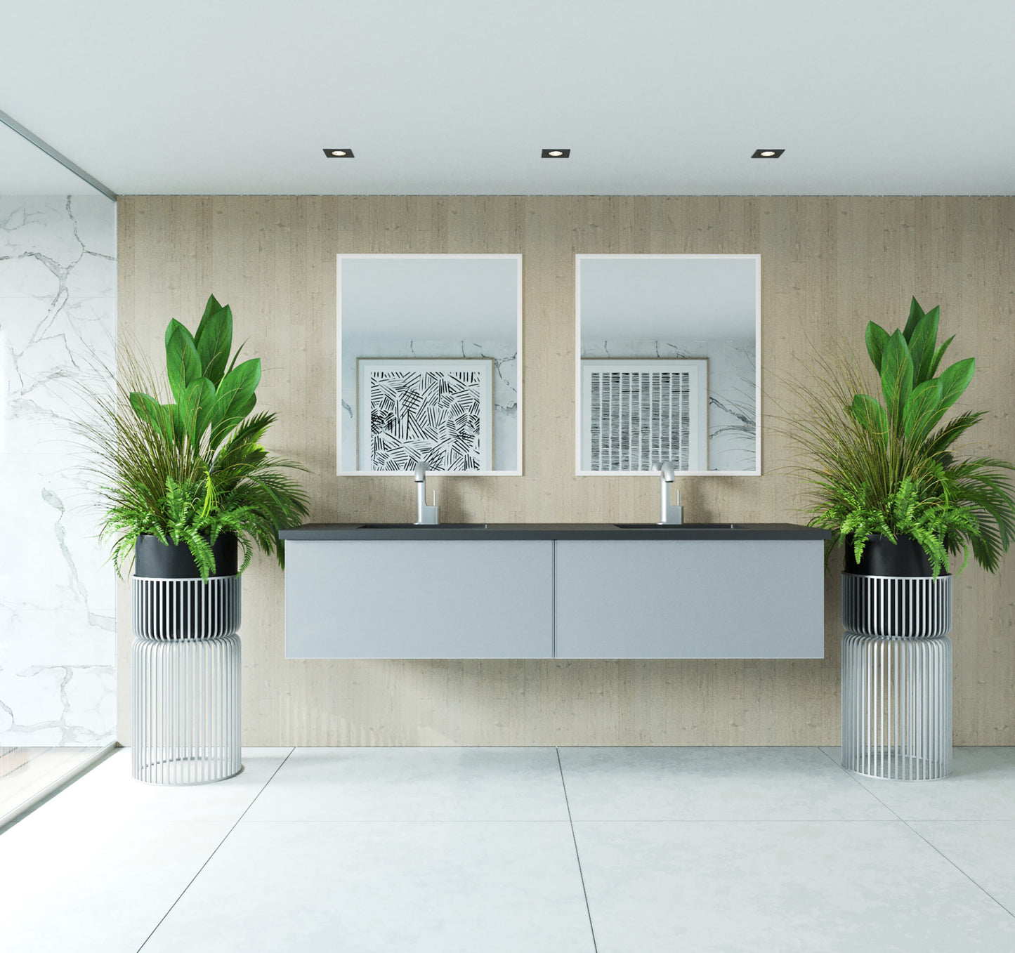 Laviva 313VTR-72DFG Vitri 72" Double Sink Bathroom Vanity with VIVA Stone Solid Surface Countertop