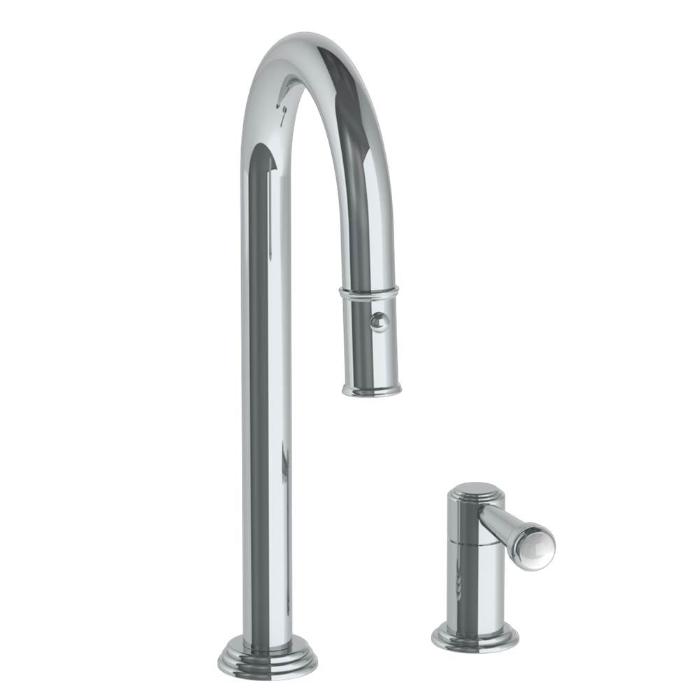 Watermark 321-9.1.3PG2-S2V Deck Mounted 2 Hole Gooseneck Prep Faucet With Pull Down Spray - Parent