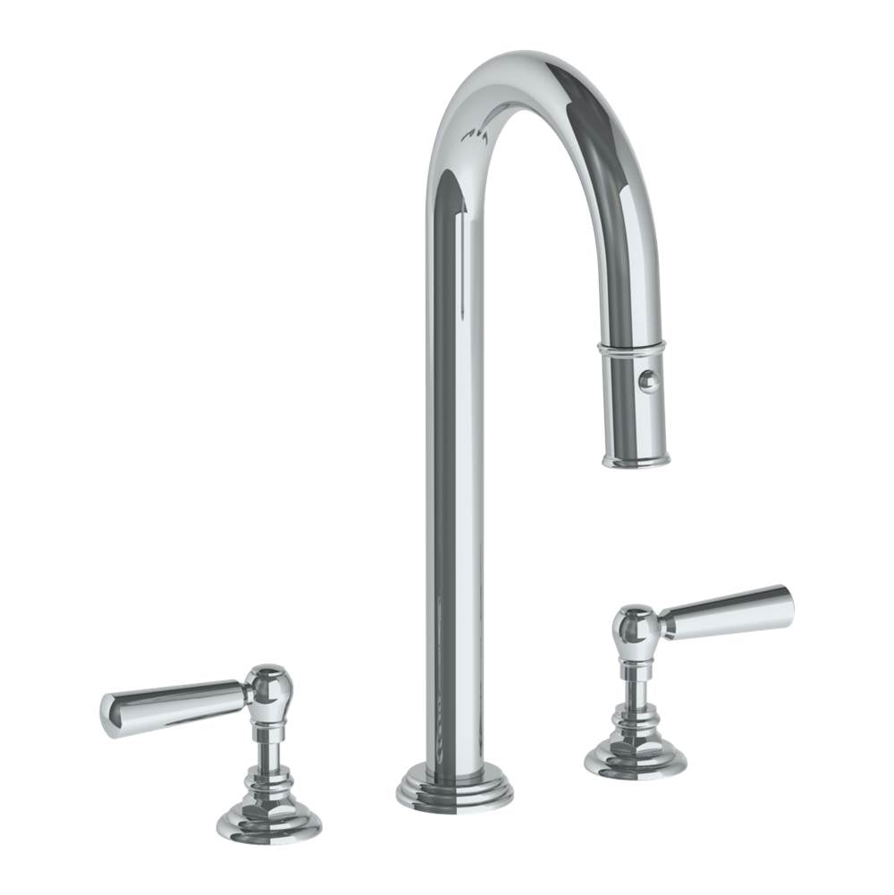 Watermark 321-9PG4-S1A Deck Mounted 3 Hole Gooseneck Top Prep Faucet With Pull Down Spray - Parent